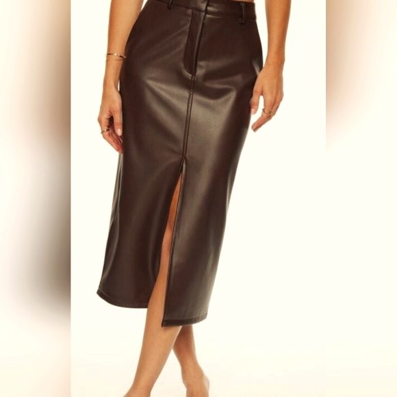 Dynamite Pleather Midi slit skirt - Picture 1 of 5